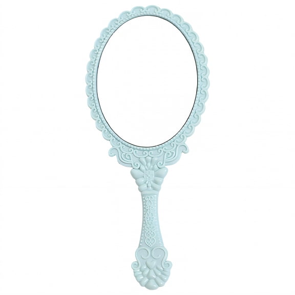 ACDANC Hand Mirror with Handle, Oval Vanity Mirror with Lace, HD Handheld Mirror for Makeup, Lightweight Shatter Resistant Travel Mirror for Women, Retro Home Decor, Blue