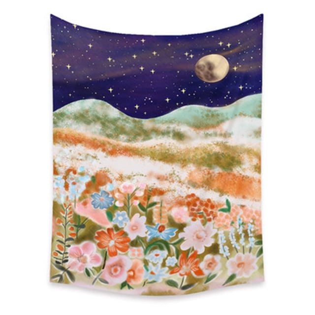 Tapestry Moon Mountain Flower Wall, 150 x 150 cm, microtela