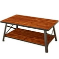 thumbnail image 4 of 2 Tiers Rectangle Coffee Table with Storage Shelf Mteal Frame,Brown 20" height, 4 of 9