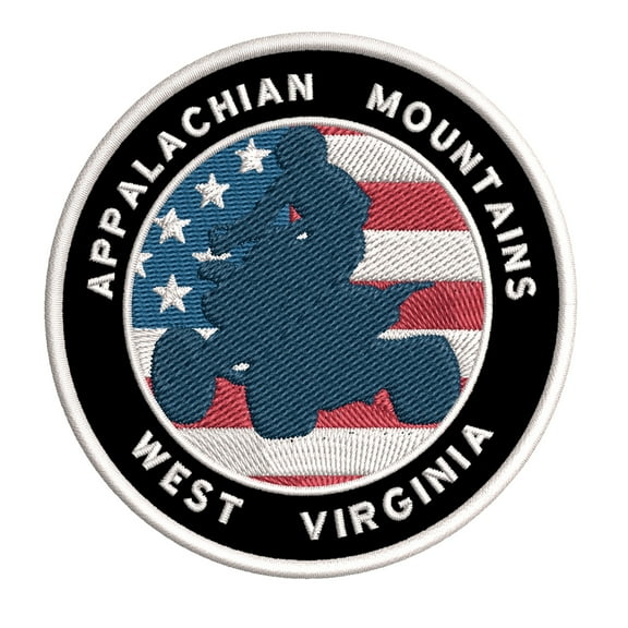 Appalachian Mountains, West Virginia ATV / OHV American Flag 3.5 Inch Iron Or Sew On Embroidered Fabric Badge Patch Extreme Sports Iconic Series