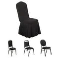 thumbnail image 2 of Efavormart Black 1-Piece Stretch Fitted Ruffle Pleated Skirt Banquet Chair Cover, 2 of 10