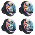 thumbnail image 2 of 4 Pcs Abstract Rhinoceros Knobs for Kitchen Cabinet Cupboard Dresser Bookcase Drawer Pulls Handles Round Home Decor, 2 of 8
