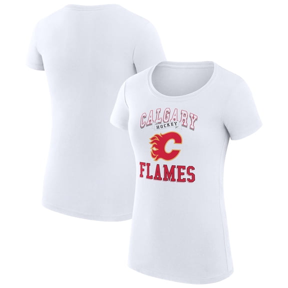 Women's G-III 4Her by Carl Banks White Calgary Flames Super-Slim Fit Lightweight Team Logo Graphic T-Shirt