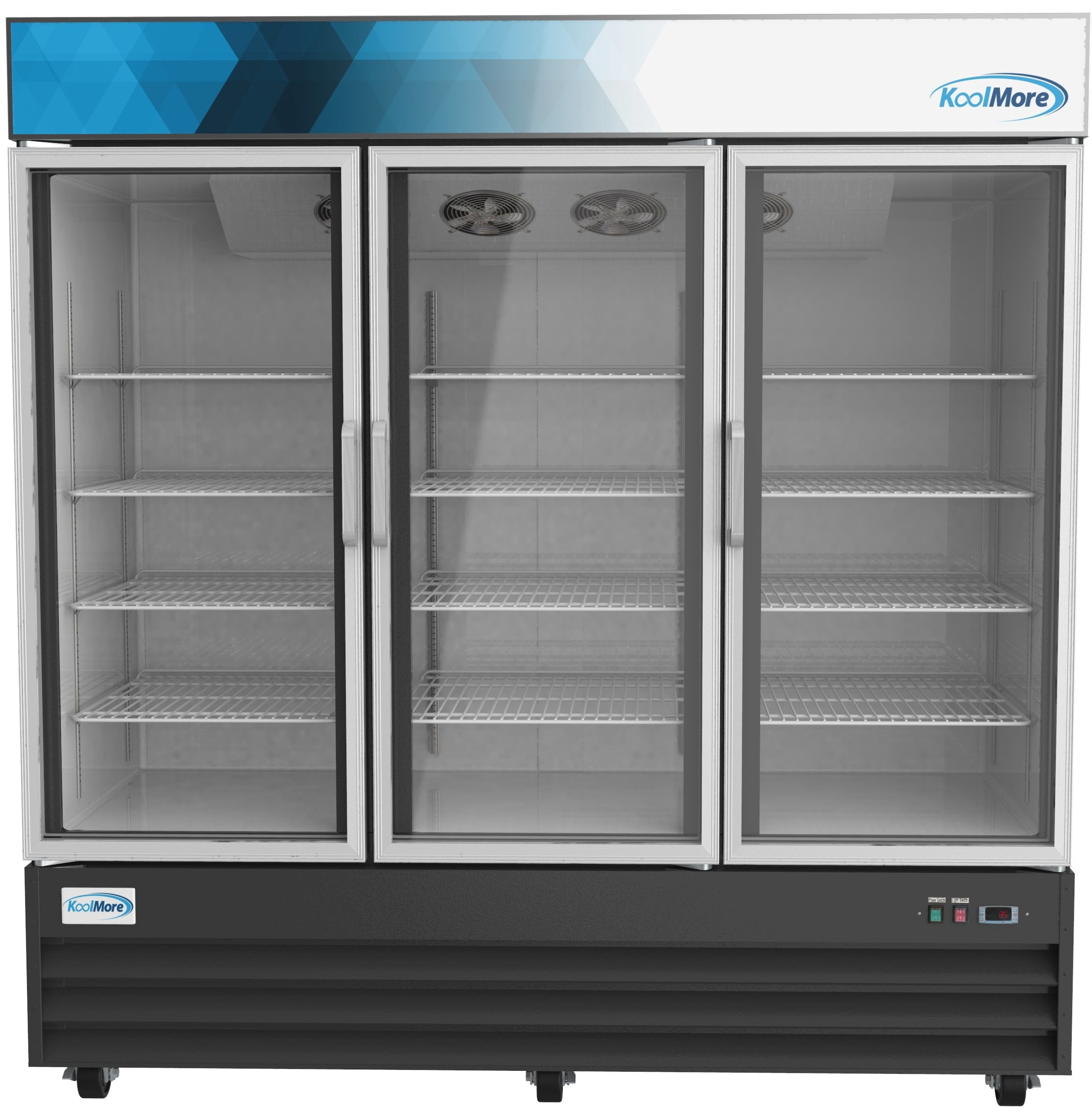Koolmore 78 1/4" Commercial Glass 3 Door Display Refrigerator Merchandiser - Upright Beverage Cooler with LED Lighting - 53 Cu. Ft.