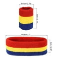 thumbnail image 2 of Uxcell 2 Sport Wristbands & 1 Headband Set Cotton Absorbent Athletic Sweatband Red, Yellow, Blue, 2 of 6