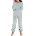 thumbnail image 5 of Fleece 2 Piece Outfits for Girls Fuzzy Pants Set Sweatsuits Furry Pullover Sweatshirt Long Sleeve Warm Sweatpants (Light Ashy, 11-12 Years), 5 of 5