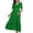 Green, variant on Women's Maternity V Neck Maxi Dress, Textured Crinkle Short Sleeve Smocked Waist Long Dress, Flowy Tiered Ruffle Pregnancy Gown