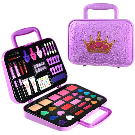 Toysical Kids Makeup Kit for Girl with Make Up Remover - Real, Washable, Non Toxic, Princess Play Makeup Set - Ideal Birthday for Little Girls Ages 3, 4, 5, 6 Year Old Children
