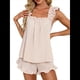 thumbnail image 1 of Conjunto de Pijama de 2 Piezas para Mujer con Volantes, Camiseta Sin Mangas y Pantalones Cortos Suaves, Pijama de Novia para Mujer. Rosa L, 1 of 8