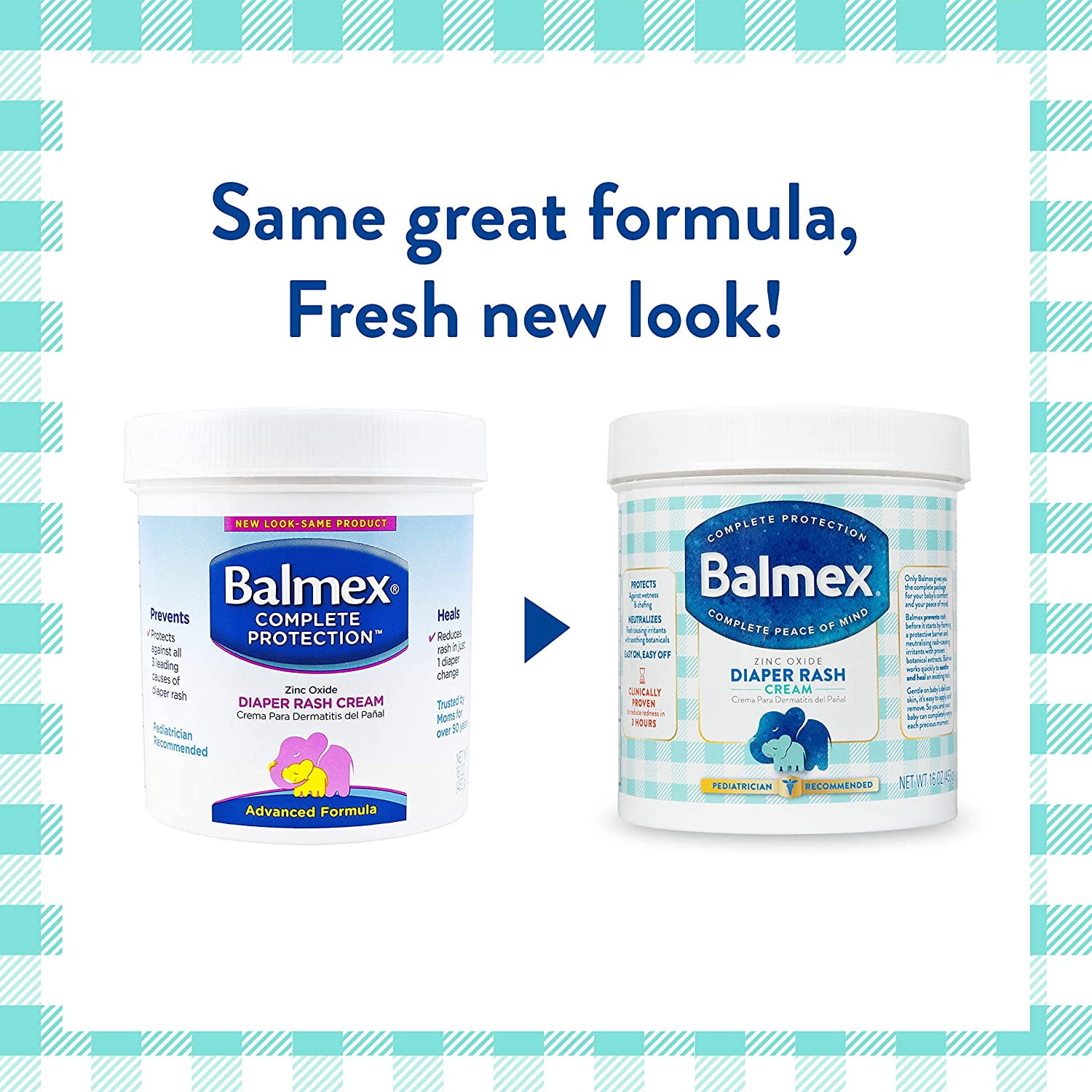 4 Pack - Balmex Diaper Rash Cream Jar - 16oz Each