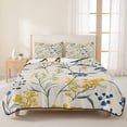 thumbnail image 3 of Full Quilt Set 78''x90'', Yellow Blue Flowers Lightweight Bedspread Coverlet Set with 2 Pillow Shams, Watercolor Botanical Floral Plants Breathable All Season Quilt Bedding for Bedroom/Guest Room, 3 of 9