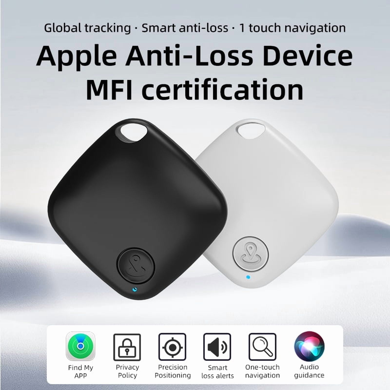 Key Finder, Bluetooth Tracker Locator, Works with Apple Find My(iOS Only), Smart tag Item Finder with Key Chain, Smart Item Locator for Keys, Bags, Luggage, Pet, Battery Included (1Pack-White)