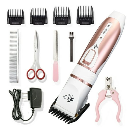 11Pcs Professional 5-Speed Mute Electric Pet Dogs Hair Electric Rechargeable Shaver Pet Cat Hair Clipper Cordless Grooming Scissors Cutting Machine