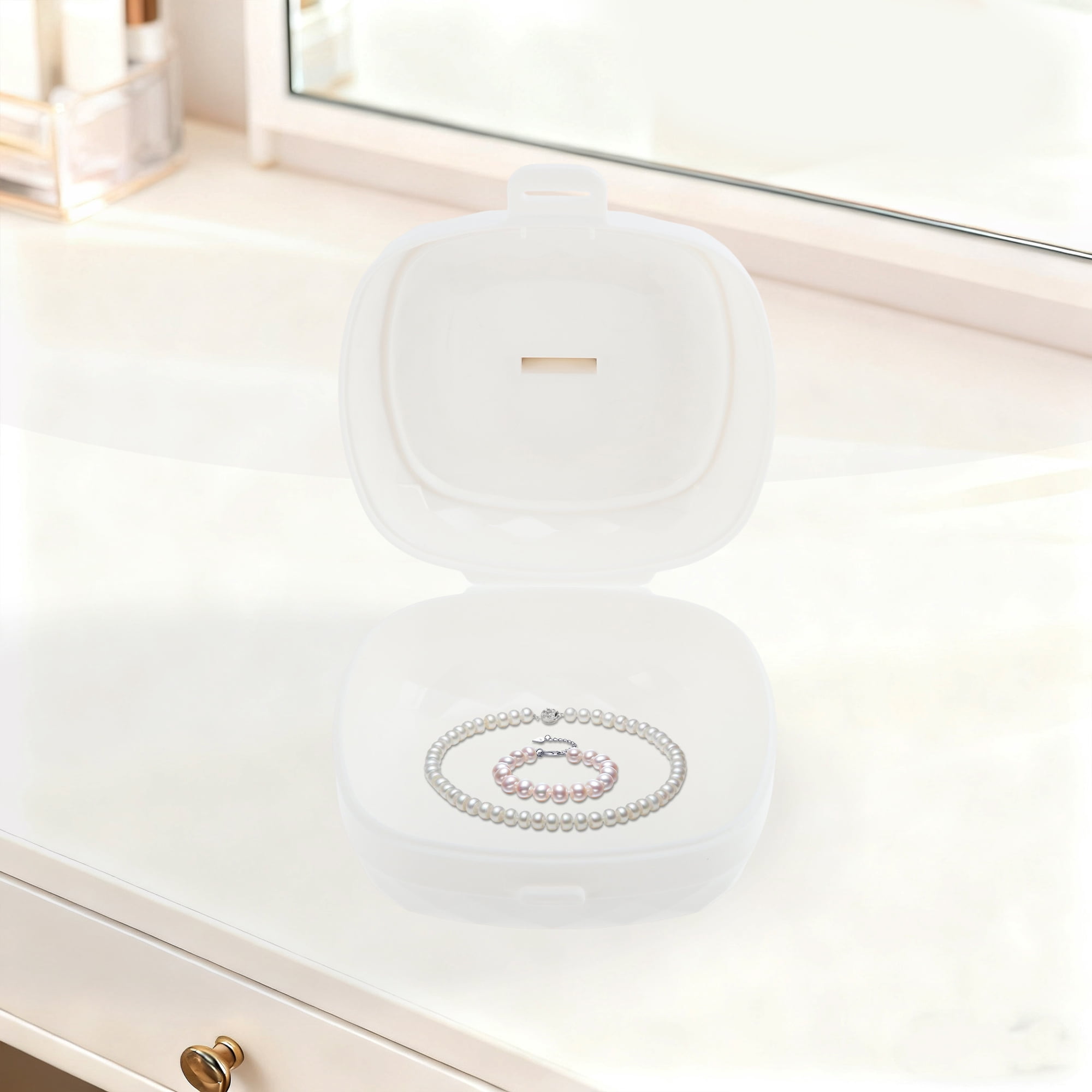 Unique Bargains Multi-Function Stylish Jewelry Box Organizer Single-Layer White