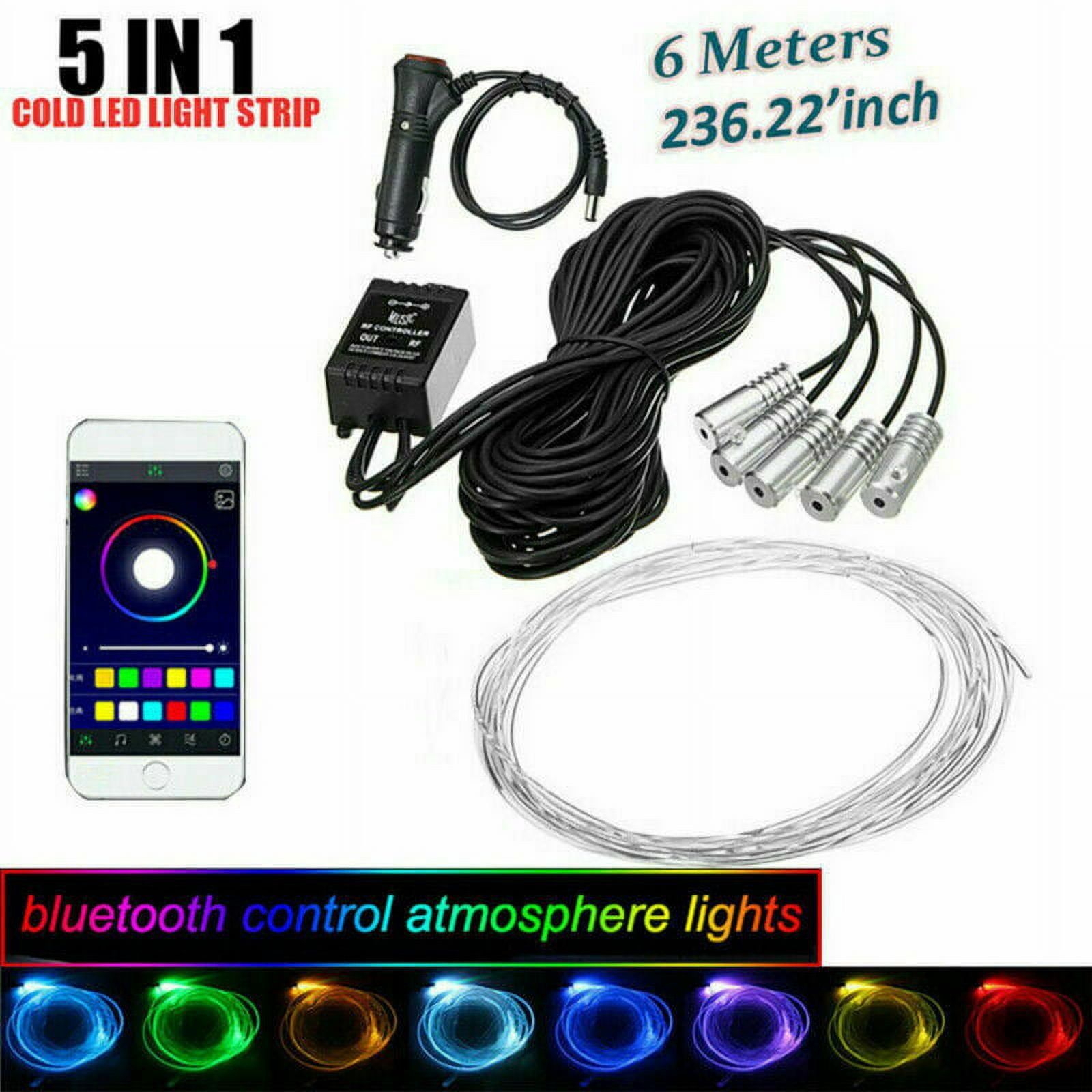 Amerteer 6M RGB LED Car Interior Decor Atmosphere Light Strip Wire Lamp Optic Fiber Colorful with 4 Light Modes