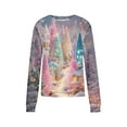 thumbnail image 5 of Christmas Holiday Tops Womens Crewneck Pullover Graphic Sweatshirt Printed Long Sleeve Plus Size Festive Clothes (XL, Purple), 5 of 6