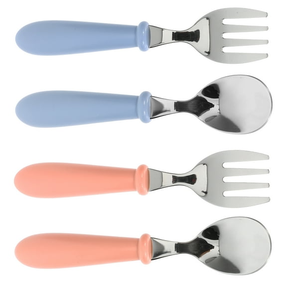 4-Piece Stainless Steel Baby Utensils Set with Spoon and Fork for Toddlers, Kids, and Infants Cutlery