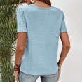 thumbnail image 4 of Otvok Womens Spring Tops Round Neck Solid Color Short Sleeve Lace Patchwork T-Shirt, 4 of 6