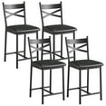 thumbnail image 3 of Juego de 4 taburetes de bar con respaldo y reposapiés, taburetes de altura para barra, tapizados en cuero PU, 3 of 8