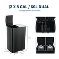 thumbnail image 4 of Dual Compartment Kitchen Trash Can 16 Gallon (60L) – Stainless Steel – Soft-Close Lids, Pedals, Removable Plastic Buckets – Recycling & Garbage Bin Combo – Indoor Bin – Black, 4 of 8