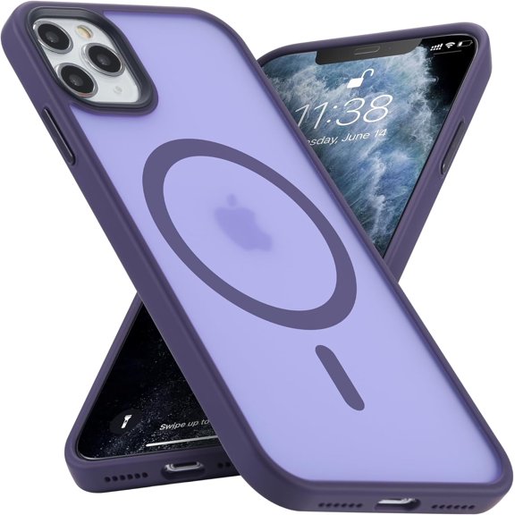 Strong Magnetic Case for iPhone 11 Pro [Compatibilty with MagSafe] Protective Shockproof Cover Phone Case for iPhone 11 Pro 5.8" Matte Purple