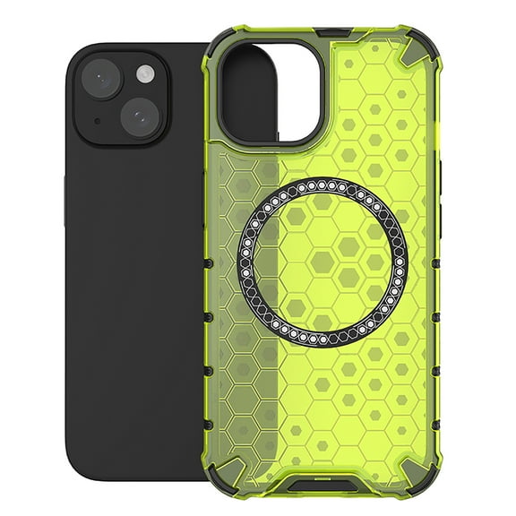 For Magnetic iPhone 13 Pro Case, Honeycomb Structure [Compatible with MagSafe] Slim Fit Translucent Matte Design Shockproof Drop Protective Bumper Women Girls Men Boy iPhone 13 Pro,Green
