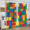 thumbnail image 4 of Focusbrite Building Blocks Toy Curtains, Abstract Contour Colorful Plastic Brick Geometric Print Pattern Window Treatment Drapes for Boy Girl Bedroom Playroom Set 2 Panels,42x45 Inches, 4 of 8