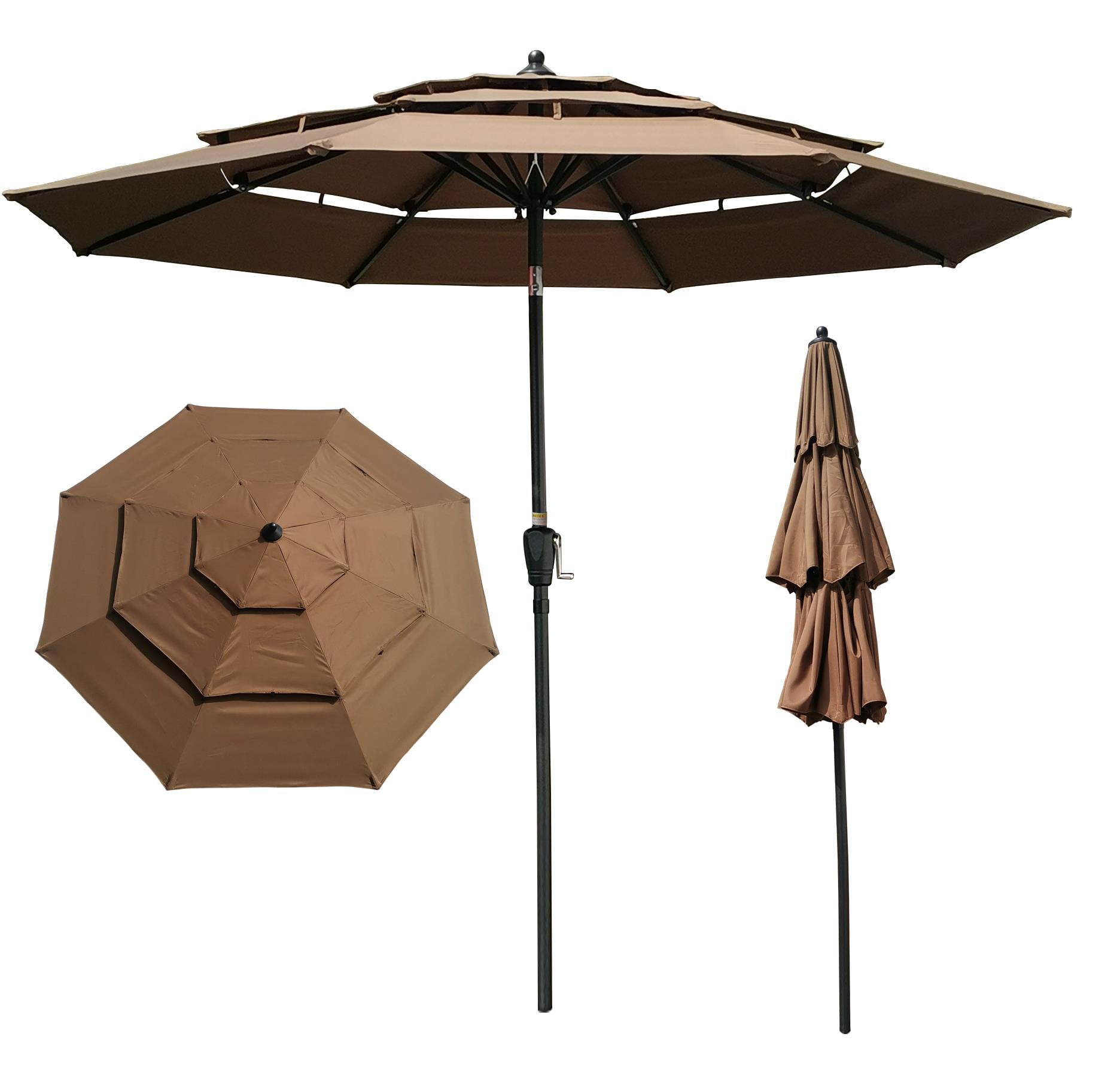 Winado Umbrella 9Ft 3Tiers Outdoor Patio Umbrella with Crank and tilt
