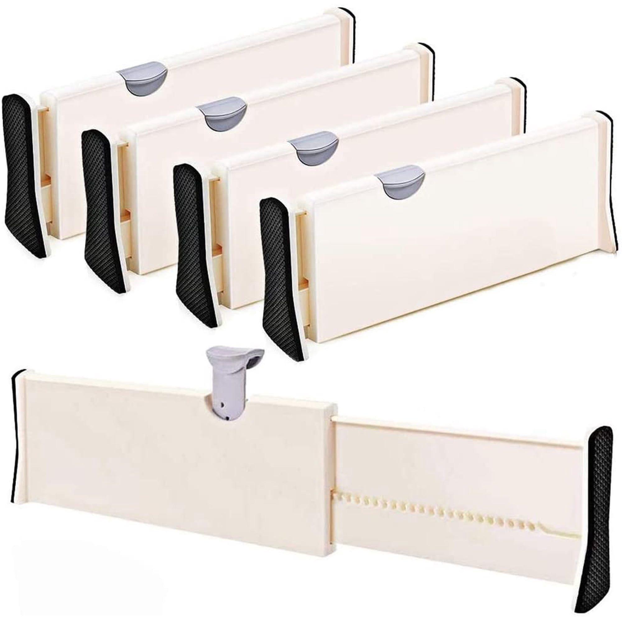 QIPOPIQ Séparateurs de Tiroirs Minces Organisateurs Extensibles Ajustables pour Tiroirs Peu Profonds Ustensiles de Cuisine Rangement sous-Vêtements