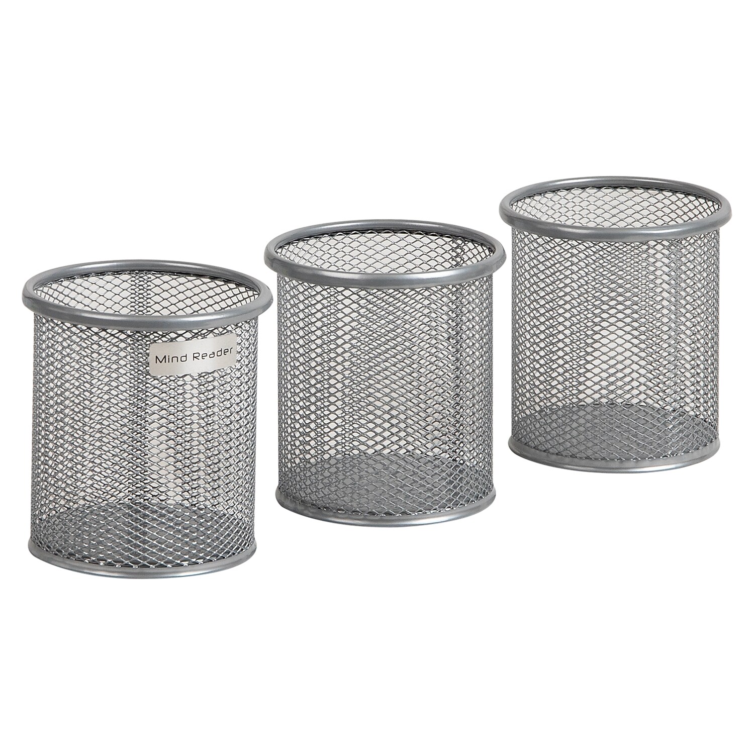 Mind Reader Metal Pen and Accessory Holder Desk Organizer Silver 3-Pieces (CLIPMESH3-SIL)