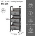 thumbnail image 5 of GRANNY SAYS 3 Tier Laundry Basket with Wheels, 120L Rolling Laundry Hamper Sorter, Metal Frame Laundry Organizer, 3 Bin Removable Bags, Gray, 5 of 9
