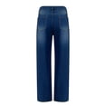 thumbnail image 5 of QURATI Women's High Waisted Wide Leg Jeans Washed Loose Fit Denim Trousers Womens Bottoms Blue L, 5 of 9