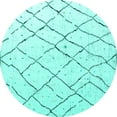thumbnail image 1 of Ahgly Company Machine Washable Indoor Round Solid Turquoise Blue Modern Area Rugs, 7' Round, 1 of 4