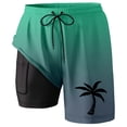 thumbnail image 3 of Board Shorts Male Swim Trunks With Liner Inseam Board Shorts Bathing Suit With Pockets Beach Shorts Light Green M, 3 of 4