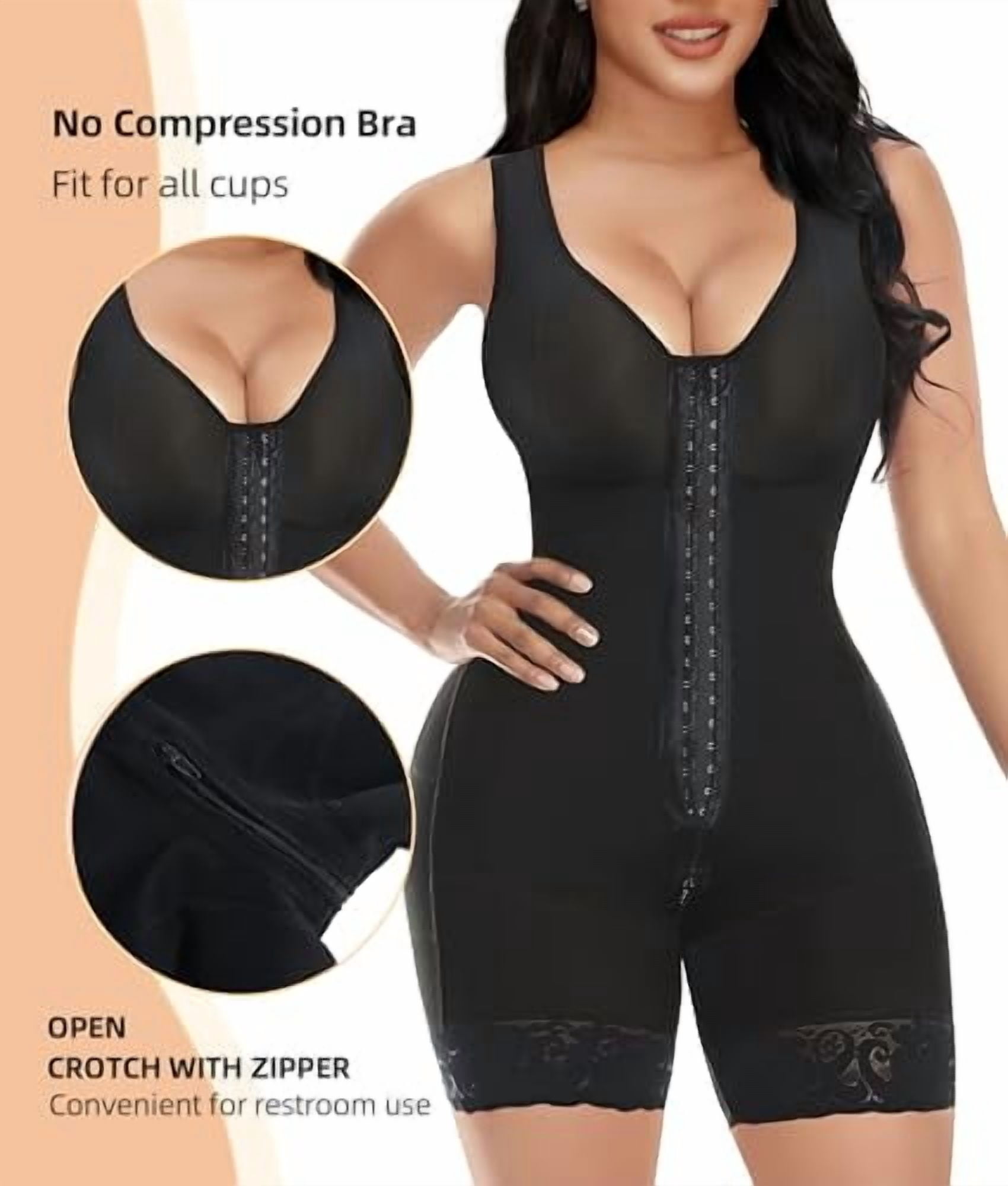 "Fajas Colombianas Shapewear for Women Tummy Control - Post Surgery Girdle Full Body Shaper with Zipper & Crotch Opening - Butt Lifter Waist Trainer Bodysuit for Elegant Figure - Medical Compression G