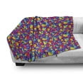 thumbnail image 3 of Hearts Soft Flannel Fleece Throw Blanket, Graphic Image of Rainbow Shade of Colors Hearts Pattern on Blue Background, Cozy Plush for Indoor and Outdoor Use, 50" x 70", Multicolor, by Ambesonne, 3 of 6