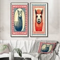 thumbnail image 1 of Designart "Retro Stamp Alpaca Portrait Illustration III" Alpaca Framed Wall Art Set Of 2 - Traditional Red Frame Gallery Set For Office Decor, 1 of 6