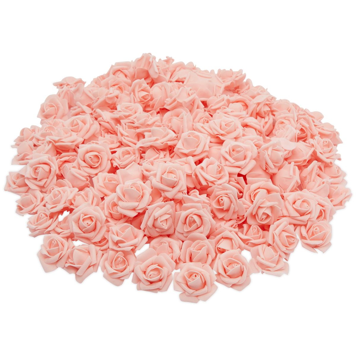 200 Pack Mini Peach Pink Rose Artificial Faux Fake Flowers Heads Bulk for Crafts, Decorations, 2 in