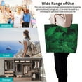 thumbnail image 4 of Ratiio Green Leave Fern Print Reusable Grocery Bags - Washable, Foldable, Packable Tote, Large Handles, Heavy Duty, Zippered Top Pouch, 4 of 7