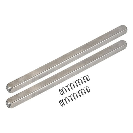 2 Pack Door Knob Spindle, 140mm Spare Door Handle Spindle Bar with Spring, Vintage Straight Spindle Replacement Parts for Mechanical Locks, Silver Tone