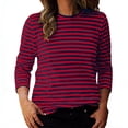 thumbnail image 3 of Aboser 3/4 Sleeve Womens Tops Trendy Striped Print Shirts Loose Fit Crewneck T Shirt Three Quarter Length Sleeved Tshirts Comfy Casual Basic Tees Going Out Top, 3 of 6