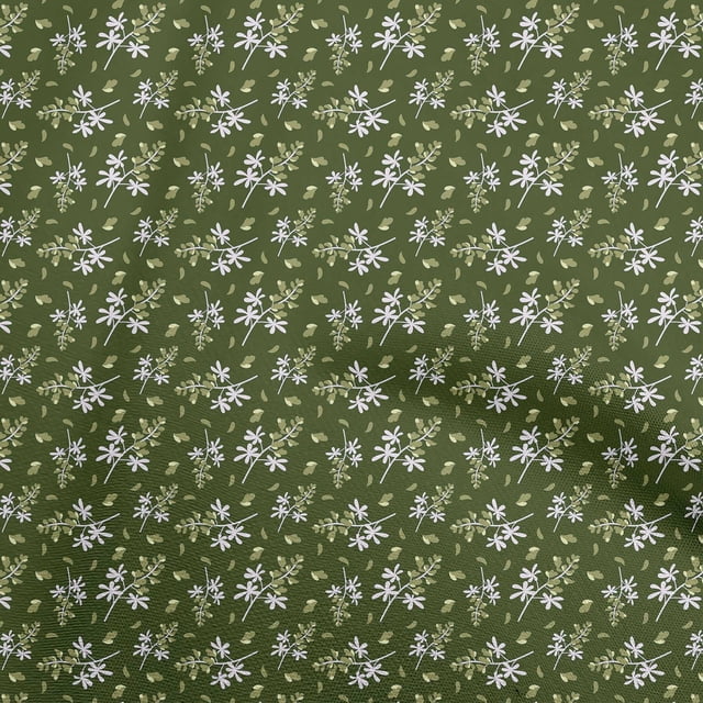 oneOone Polyester Spandex Forest Green Fabric Kids Floral Craft Projects Decor Fabric Printed By The Yard 56 Inch Wide
