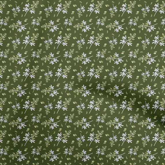 oneOone Cotton Jersey Forest Green Fabric Kids Floral Sewing Material Print Fabric By The Yard 58 Inch Wide