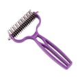 thumbnail image 2 of FEOLGEHLY Double Sided Pet Dematting Comb for Long Hair Dogs and Cats, Undercoat Rake with Stainless Steel Blades, Safe Deshedding and Detangling Pet Brush for Grooming (Purple), 2 of 8