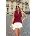 thumbnail image 3 of Sleeveless Tops for Women - Summer V Neck Casual Tank Tops Loose Solid Collar Shirts Claret XXL, 3 of 8