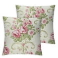 thumbnail image 2 of ONETECH Vintage Floral Throw Pillow Covers Set of 2 Pink Rose Flowers Leaf Pillow Cases Shabby Chic Couch Cushion Cover for Sofa Bedroom Living Room, Beige Pink, 2 of 6