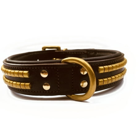 - Doggone Collars Player Luxury Bridle & Napa Leather Oxidized Brass Studs Dog Collar (20