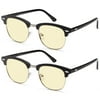 GAMMA RAY 909 2 Pairs of Computer Reading Glasses with Amber Tinted Lenses in Vintage Style Frames - 1.75x Magnification