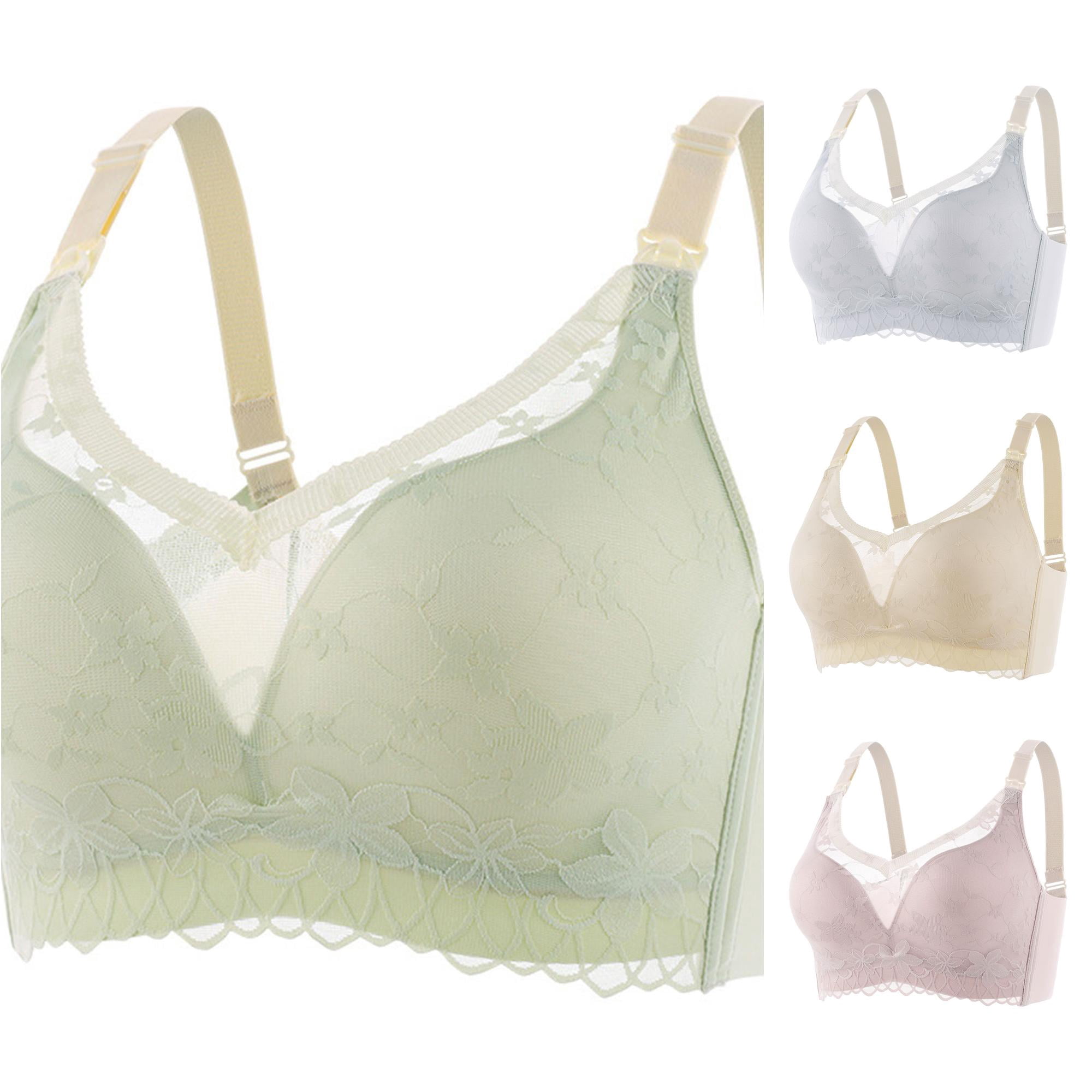 Women Solid Maternity Open Button Breastfeeding Bra for Easy Nursing and Comfortable Support Non-Padded Wire-Free Stretch Knit Sleep and Everyday Wear