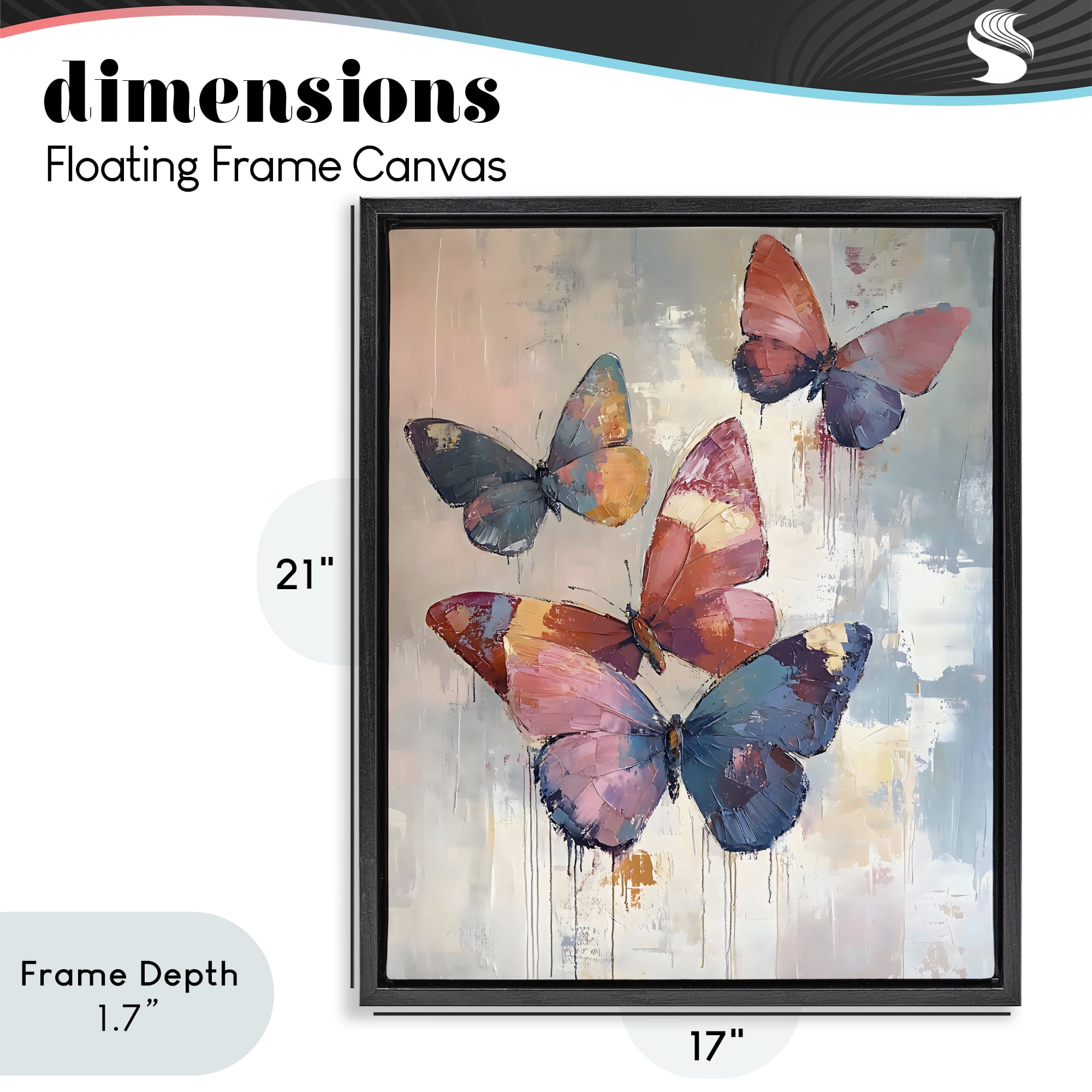 Stupell Industries Butterfly Beauty in Flight Black Framed Floater Canvas Wall Art, design by Creative Studio